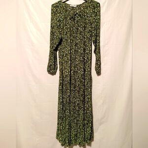 Sonoma EUC Women's Maxi Dress, Size Large, Green Floral, Long Sleeve, Washable